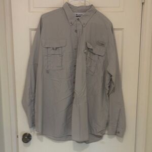 Men's Columbia Khaki Long Sleeve Performance Button-Up Shirt